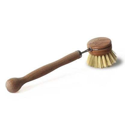 Murchison-Hume Compostable Dish Brush with Wooden Handle, Replaceable Scrubber Head, No Plastic Parts, All-Natural Materials Scrubbing Tool for Cleaning Pans, Pots, and Kitchen Sink, 8.3 inches