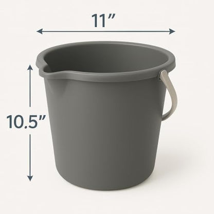 JOEY'Z 10QT (9.5L) Cleaning Bucket with Handle and Spout – Heavy Duty Mop Bucket for Household Use, Utility Pail for Water, Storage - Plastic Buckets, Plastic Buckets with Handles - Charcoal Grey - color: Charcoal Grey