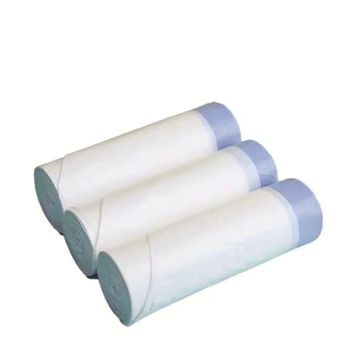 Garbage bag, household automatic closure drawstring plastic bag, kitchen thick large drawstring garbage bag - color: White Blue Rope (120 pieces)