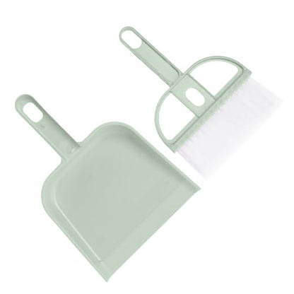 Generic Small Broom and Dustpan Set Plastic Mini Hand Broom Dustpan 2PCS for Desktop Keyboard Table Lightweight Design for Office Home School (Green) - color: Green