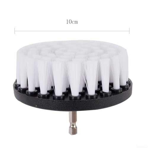 4 Inch Soft Drill Brush Head, High Resistance Nylon Bristles for Deep Cleaning Bathroom Carpet Leather Upholstery Kitchen for Tile Shower Bathtub Wheels Grout Toilet Glass Tire Compatible with Drills