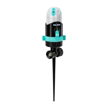 QUOBAS 360° Rotating Sprinkler for Yard, 4 Spray Modes with Mist & Shower, Heavy Duty Metal Spike Lawn Sprinkler for Garden Plants, Flower Bed, Outdoor Yard, Patio - color: Blue