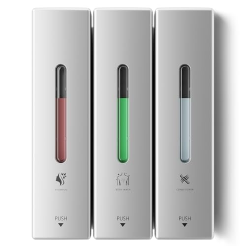 Shampoo and Conditioner Dispenser Wall Mounted, 3-Chamber Shower Soap Dispenser for Bathroom, 1200ML Large Capacity, No-Drill Installation, Clog-Free Pump for Thick Liquids (silver-3-pack) - color: Silver-3-pack