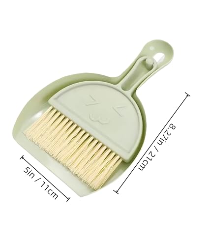 Mini Broom and Dustpan Set (3 Pieces) + Three-Color Cleaning Cloth, Suitable for Cleaning car interiors, Sofas, Kitchens, tabletops, Dining Tables and Desktop Keyboards (Pink, Blue, and Green)