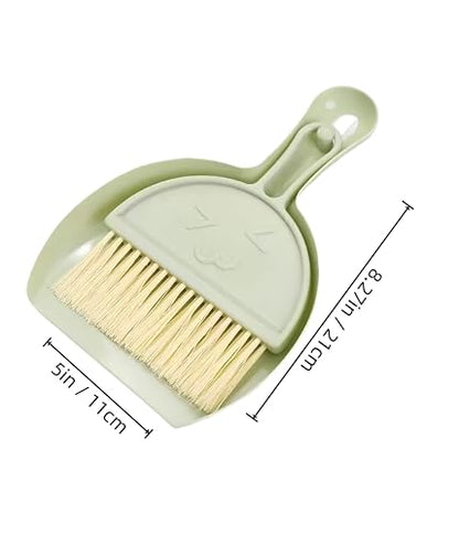 Mini Broom and Dustpan Set (3 Pieces) + Three-Color Cleaning Cloth, Suitable for Cleaning car interiors, Sofas, Kitchens, tabletops, Dining Tables and Desktop Keyboards (Pink, Blue, and Green)