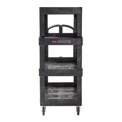 New Rubbermaid Commercial Products 4-Shelf Utility/Service Quad Cart, Heavy Duty Large, Lipped Shelf, Ergonomic Handle, 700 lbs. Capacity, for Warehouse/Garage/Cleaning/Manufacturing (2128657) Black - color: Black, size: Large, style: 4-Shelf