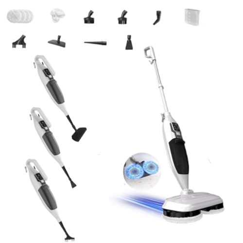 PUREBEAR Steam Mop Cleaner For Home With 4 Replacement Pads, 3 Adjustable Steam Setting, MultiPurpose Handheld Steamer Cleaning for Hardwood Floors, Clothes,Windows,Tiles, Grout (White)