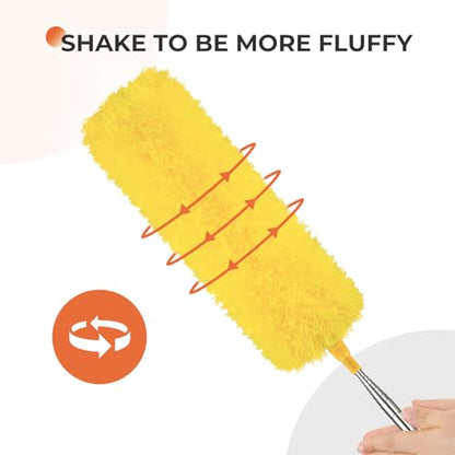 Dusters for Cleaning High Ceiling Fan, Newliton Microfiber Feather Duster with 30'' to 100'' Telescoping Extension Pole, Long Extendable Duster for Home Car Furniture Cobweb, Yellow - color: Yellow