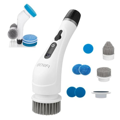 Electric Spin Scrubber Full-Body IPX7 Waterproof Cordless Bathroom Cleaning Brush with Power LCD Display and 8 Brush Heads - size: Normal