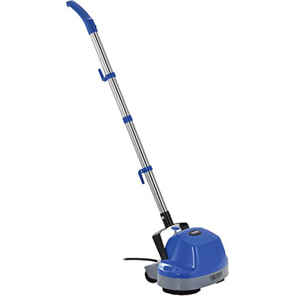 Global Industrial Mini Floor Scrubber With Floor Pads, 11" Cleaning Path, Dual Nylon Scrub Brushes, Cleans & Polishes Tile, Wood, Marble and other Hard Floors