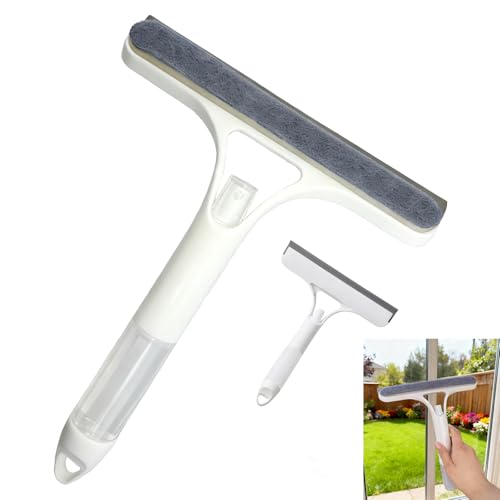 3 in 1 Window Cleaning Scraper,Multifunctional Spray Window Squeegee Cleaner Tool,Mirrors Scraper,Squeegee and Scrubber Spray Bottle Window Squeegee for Glass Doors,Glass Cleaner Tool