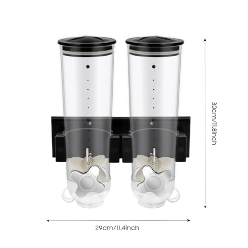 Wall-mounted Food Dispenser, 3L 2 Buckets Coffee Bean Candy Rice Dispenser, Dry Food Dispenser Cereal Dispenser Grain Storage Dispenser for Home, Kitchen, Countertop, Cutlery Rack (Black) - color: Black