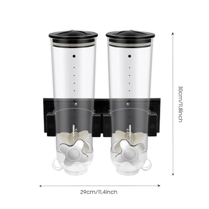 Wall-mounted Food Dispenser, 3L 2 Buckets Coffee Bean Candy Rice Dispenser, Dry Food Dispenser Cereal Dispenser Grain Storage Dispenser for Home, Kitchen, Countertop, Cutlery Rack (Black) - color: Black