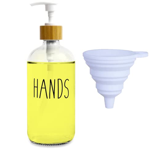 LOOCHICA Clear Glass Soap Bottle - Hands Free Dispenser for Kitchen or Bathroom - color: C07-clear-hands