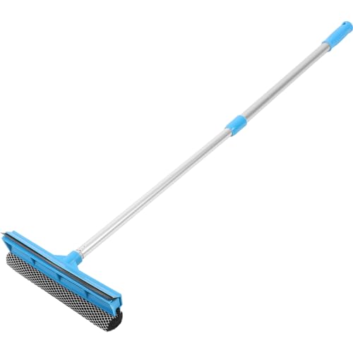 Cabilock Double-Sided Window Cleaner Extendable Pole Glass Scrubber for Home and Car Easy to Use Squeegee for Windshield and Bathroom Cleaning - color: Blue, size: 1PC