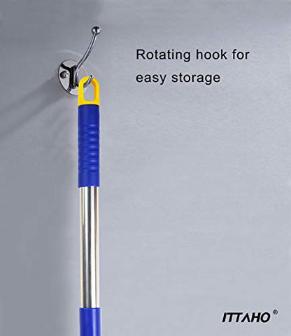 60" Window Squeegee Cleaner 2 in 1 Window Cleaning Tool Kit Window Washing Kit with Extension Pole for Shower Glass, Indoor/Outdoor High Window Cleaning-Two Pads
