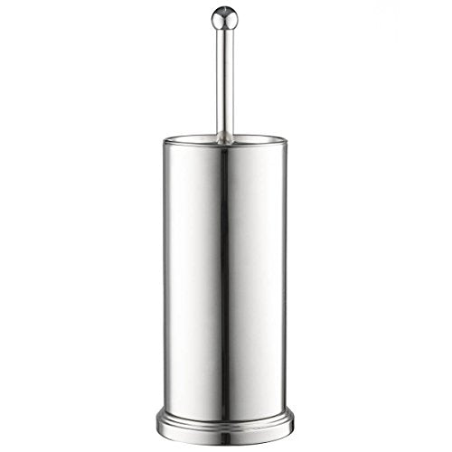Home-it Toilet Bowl Brush and Holder Set - Chrome Tall Toilet Bowl Cleaner Brush with Lid, Great Bathroom Toilet Scrubber Brush