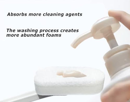 Extended Handle Sponge Scrubber with Integrated Scouring Pads: Ultimate Kitchen, Bathroom & Shower Cleaning Tool for Effortless Wash & Scrubbing (Long Handle Brush Sponge) - color: Long Handle Brush Sponge