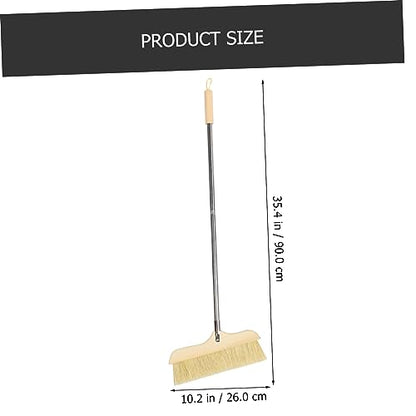 Bristle Broom Long Handle for Home Cleaning Soft Bristles for Floor and Carpet Dust Sweeper for Kitchen Living Room and Bathroom Use