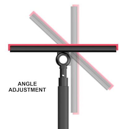 Shower Squeegee for Glass Doors, Window Squeegee for Home,Squeegee with Telescopic Extension Pole,Professional Window Cleaning Tool, Black, for Mirror, Glass, Ceramic Tile
