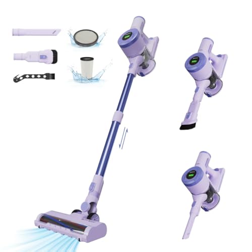 BUTY BULU Cordless Stick Vacuum Cleaner, 30KPa Handheld 2200mAh Rechargeable Battery Lightweight Small Vac Electirc Broom, 40Mins Runtime for Home Hard Floor Carpet Pet Hair Cleaning, Purple - color: Purple-w15