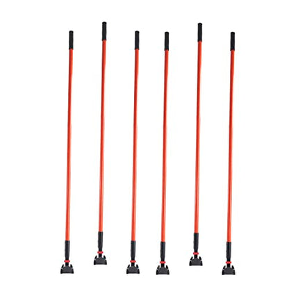 Matthew Cleaning Commercial Quick-Change Dust Mop Handle with Clip-on Metal Gripper for Heavy Duty Mop Head Replacement Holder, Fiberglass Handle 60 inch 6packs-Red - color: Fiberglass - Red