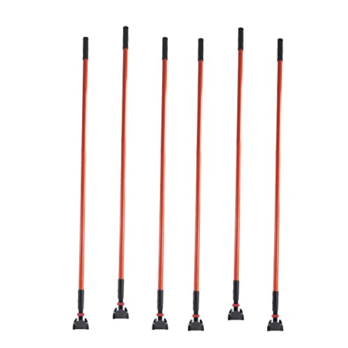 Matthew Cleaning Commercial Quick-Change Dust Mop Handle with Clip-on Metal Gripper for Heavy Duty Mop Head Replacement Holder, Fiberglass Handle 60 inch 6packs-Red - color: Fiberglass - Red