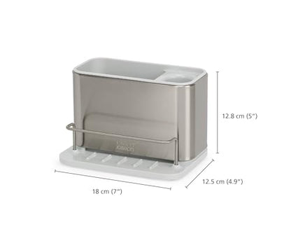 Joseph Joseph Surface Stainless Steel Caddy Sink Area Organizer and Sponge Holder, Stone - color: Light Stone