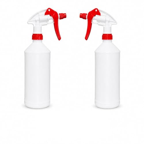 Plastic Spray Bottle, 2 Pack, 24 Oz with Adjustable Nozzle, Heavy Duty Leak Proof Mist Empty Water Bottle Sprayer for Cleaning, Chemicals, Hair, Planting & All-Purpose Use (Red) - color: Red