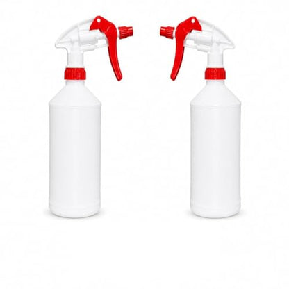 Plastic Spray Bottle, 2 Pack, 24 Oz with Adjustable Nozzle, Heavy Duty Leak Proof Mist Empty Water Bottle Sprayer for Cleaning, Chemicals, Hair, Planting & All-Purpose Use (Red) - color: Red