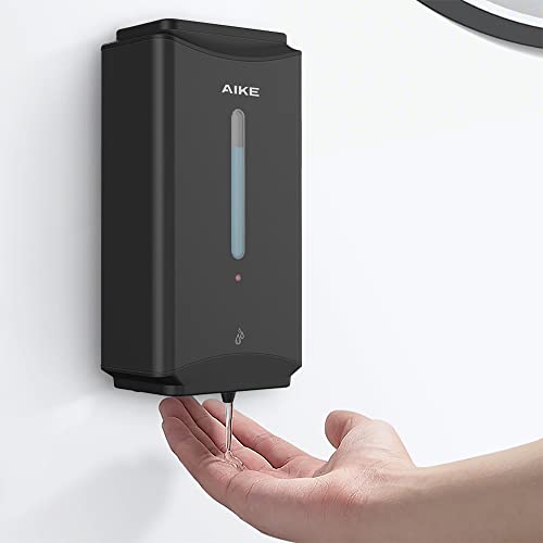 AIKE Automatic Soap Dispenser Commercial Wall Mounted Liquid Dispenser Matte Black Stainless Steel Finish 1100ml Large Capacity - color: Matte Black