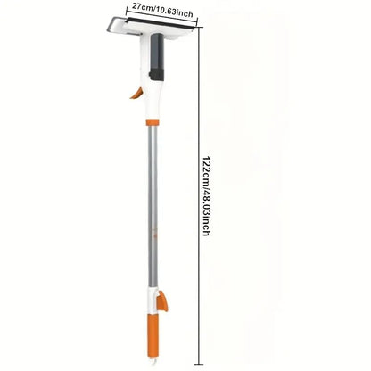 3-in-1 Glass Cleaning Kit: Durable Metal Pole, Silicone Scraper, high-Pressure Spray Wand. Ergonomic Easy-Grip Handle for high Windows, Shower Doors & car windshields