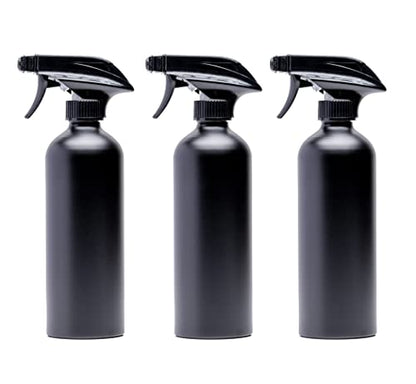 Aluminum Empty Spray Bottles (3 Pack) 16oz - Matte Black Metal Aluminum Refillable Spray Bottle, Cleaning Solution, Hair, Plants, Gardening, BBQ Grilling, Restaurants (New Updated Sprayers)