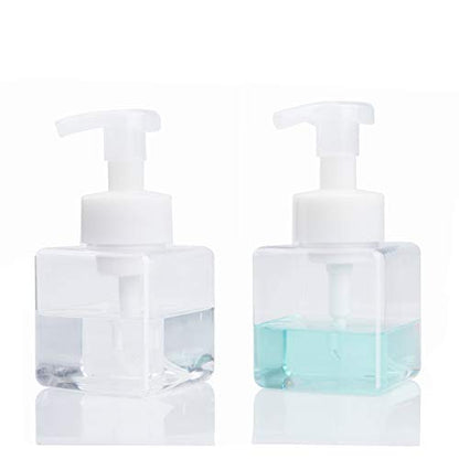 UUJOLY Foaming Soap Dispenser, 250ml (9oz) Refillable Pump Bottle for Liquid Soap, Shampoo, Body Wash (2 Pcs) (Small Clear) - color: Clear, size: 9 oz (2 Pack)