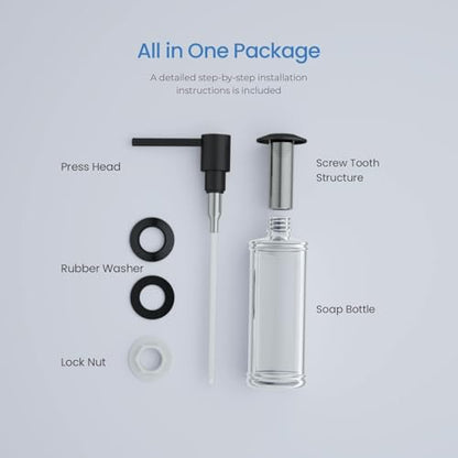 KIBI Kitchen Sink Soap Dispenser | 8.5 oz Countertop Refillable Bottle | Easy Top Refill Pump | Durable Brass Build with Rust-Resistant Finish | Perfect for Kitchen, Bar, Laundry (Matte Black) - color: Matte Black