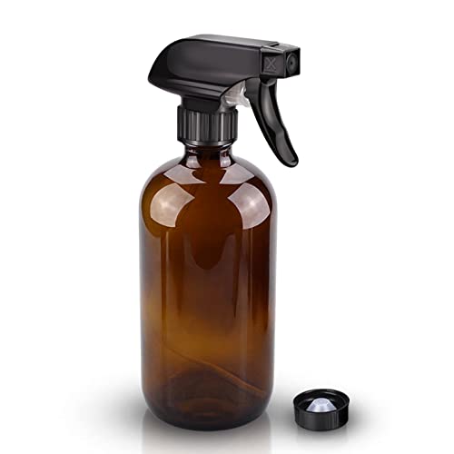 Wedama Amber Glass Spray Bottles, 16 oz Glass Spray Bottles for Cleaning Solutions and Essential Oils, Refillable Empty Spray Bottle with Adjustable Nozzles for Alcohol, Plant and Hair Care (1 Pack) - color: Amber, size: 16 Ounces