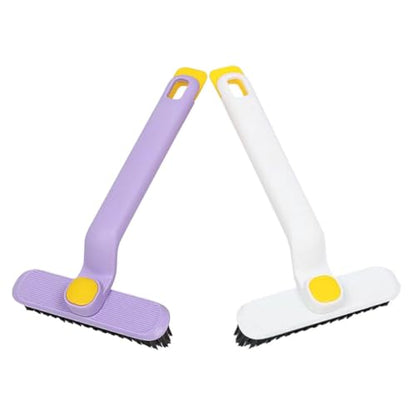 Veemoon 2pcs Rotating Crevice Cleaning Brush for Bathroom and Floor Gaps, Small Multifunctional Groove Scrub Brush Long Handle for Window Track and Narrow Space Cleaning, Plastic Bristles,