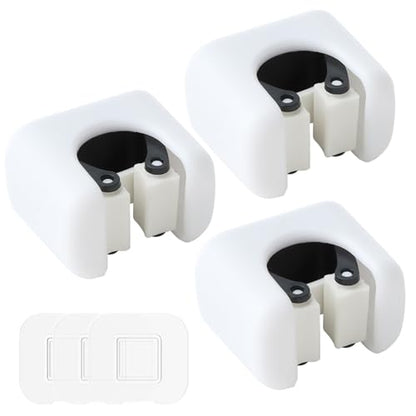 3 Pcs Self-Adhesive Broom Holder | Wall Mount Mop Organizer,Cleaning Supplies Hanger Rack for Bathroom Kitchen Garage Garden,Durable＆Water-Resistant