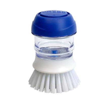 CELOX Dish Scrubber with Soap Dispenser for Pots, Dishes, Bowls - color: Blue and White Brush, size: 1 Pack