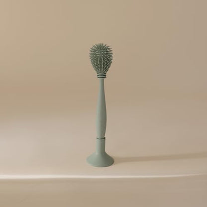 mushie Baby Bottle Brush | Soft Silicone with Suction Base (Cambridge Blue) - color: Cambridge Blue