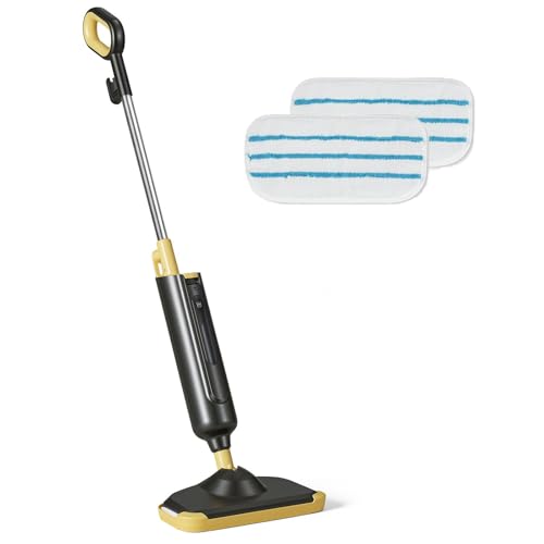 Simple Deluxe Steam Mop for Floor Cleaning, Lightweight Floor Steamer Cleaner Mop - Ideal for Hardwood/Tile/Laminate Floors Carpet, 2 Washable Pad, Black and Yellow