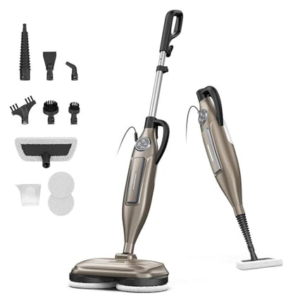 Compatible With INSE VM6 Scrubbing Steam Mop,10-in-1 Lightweight Spin Mop With Rotating Mop Pads, 3 Steam Modes & LED Headlights For Hard Floor Tile(Khaki) - color: Khaki