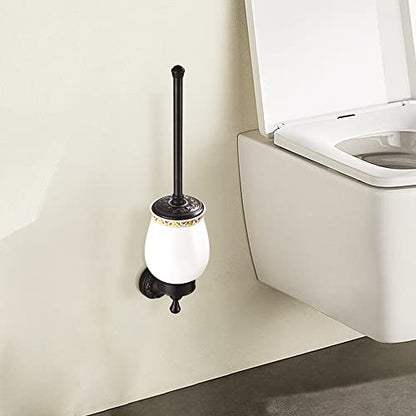 Leyden Bronze Toilet Brush Holder,Oil Rubbed Bronze Toilet Brush Plunge Retro Toilet Bowl Brush Bathroom Accessories Wall Mounted - color: Orb