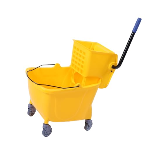 Dpofirs Side Press Wringer Mop Bucket 32L | Heavy Duty Rolling Cleaning Bucket for Industrial Restaurant Office