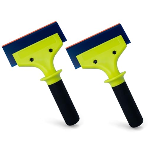 NEWISHTOOL 2 Pack Rubber Squeegee with Nylon Handle for Water Removal, Glass Cleaning, PPF Installing and Window Film Application (5-Inch Blade with Short Handle) - size: 5-Inch Blade with Short Handle