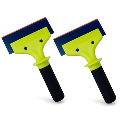 NEWISHTOOL 2 Pack Rubber Squeegee with Nylon Handle for Water Removal, Glass Cleaning, PPF Installing and Window Film Application (5-Inch Blade with Short Handle) - size: 5-Inch Blade with Short Handle