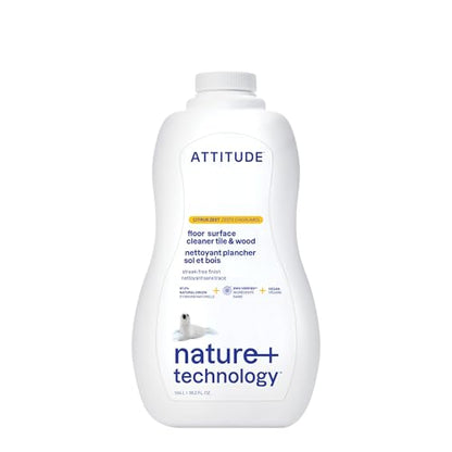 ATTITUDE Floor Cleaner, EWG Verified, Streak-Free, Vegan & Plant-Based for Tile, Wood & Laminate Floors, Citrus Zest Scent, 35.2 Fl Oz - size: 35.2 Fl Oz (Pack of 1)