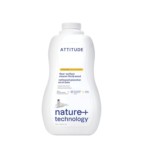 ATTITUDE Floor Cleaner, EWG Verified, Streak-Free, Vegan & Plant-Based for Tile, Wood & Laminate Floors, Citrus Zest Scent, 35.2 Fl Oz - size: 35.2 Fl Oz (Pack of 1)
