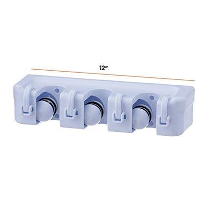 Superio Mop & Broom organizer 3-Slots (White 2-Pack) - color: White, size: Medium, 2-pack