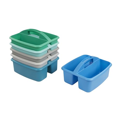 ECR4Kids 2-Compartment Large Plastic Caddy, Multipurpose Organization, Contemporary, 6-Pack - color: Contemporary